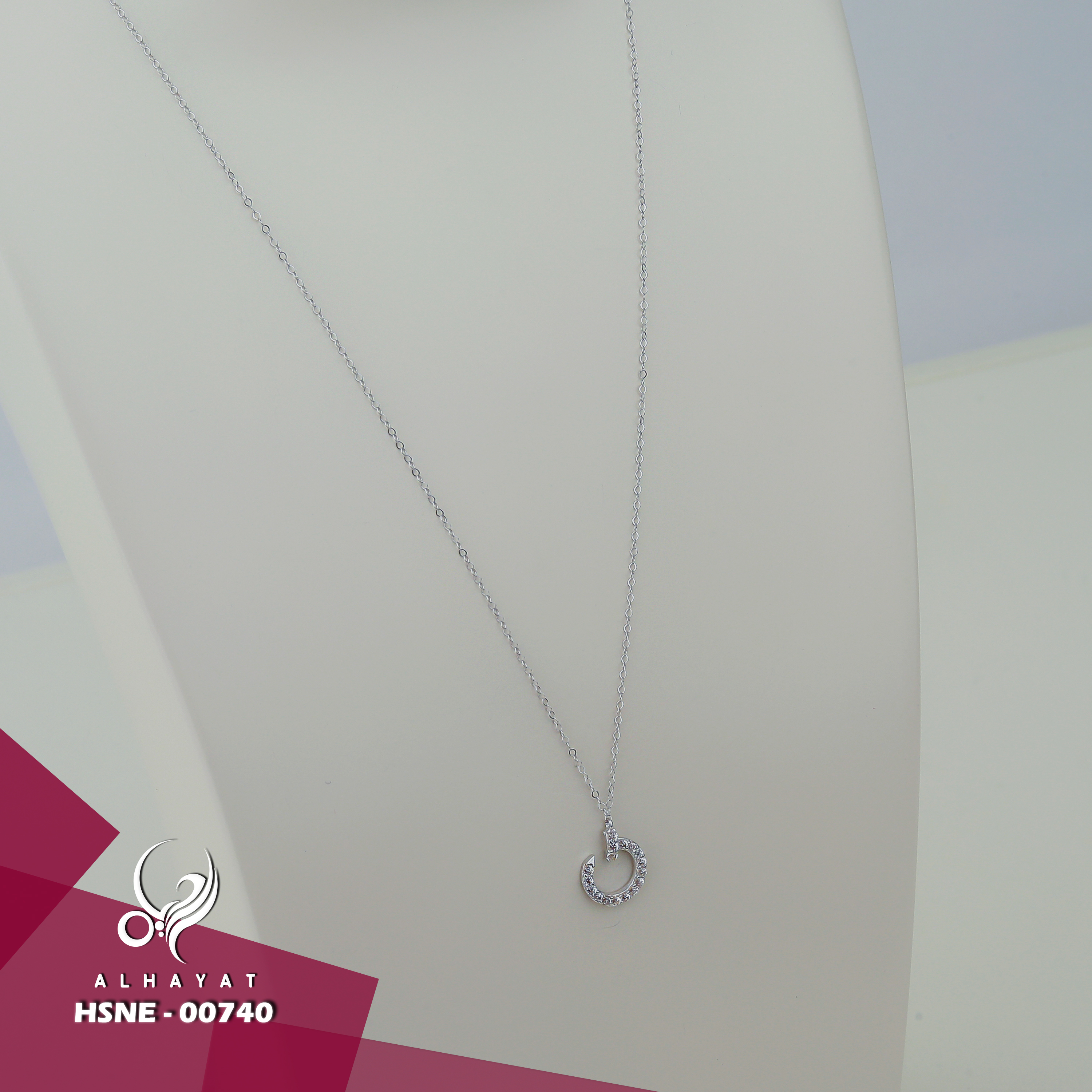 18 karat white gold choker, made in Turkey - (H-0821)